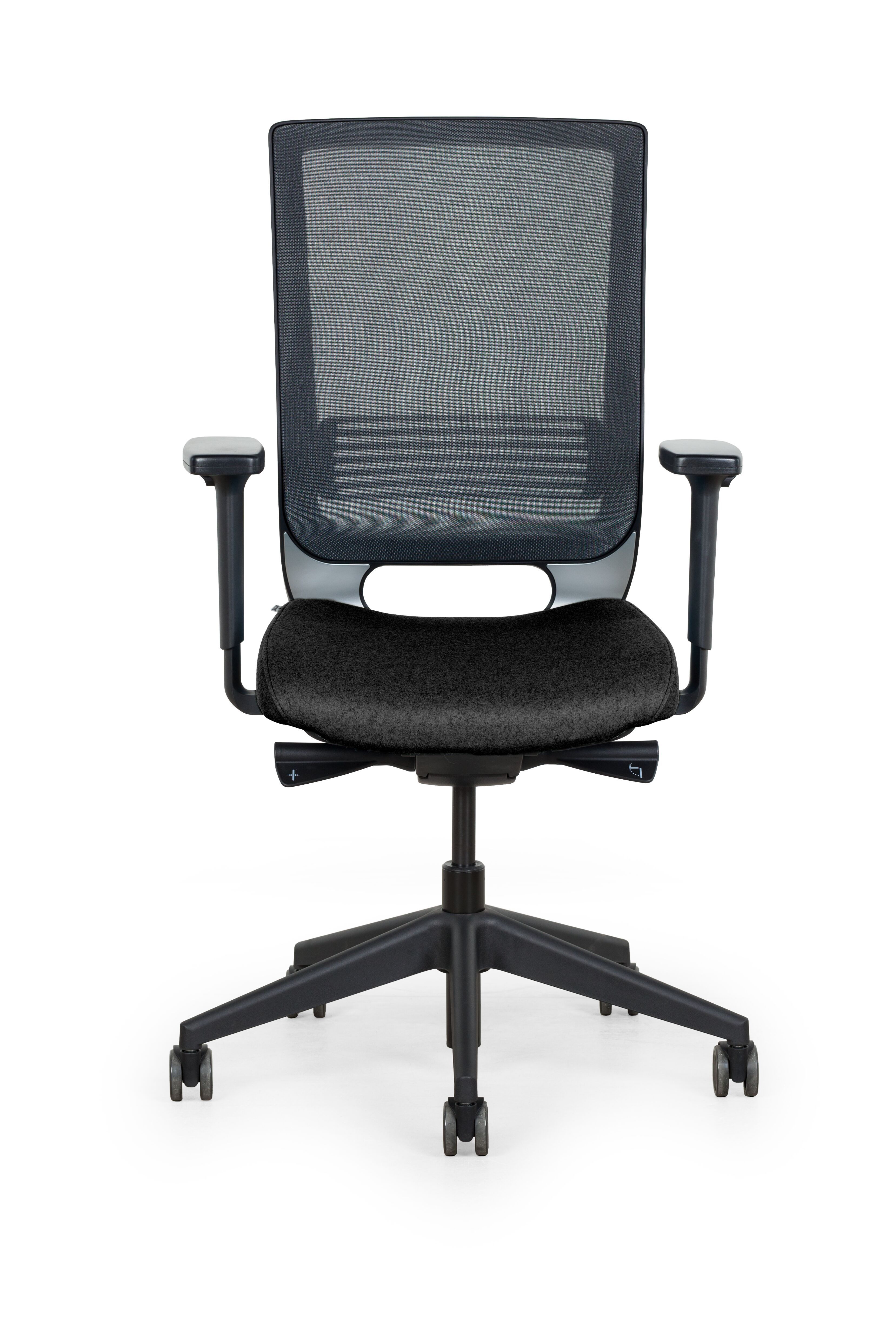 Prime Royal Ahrend Prime office chair upholstered seat in black and black back front view