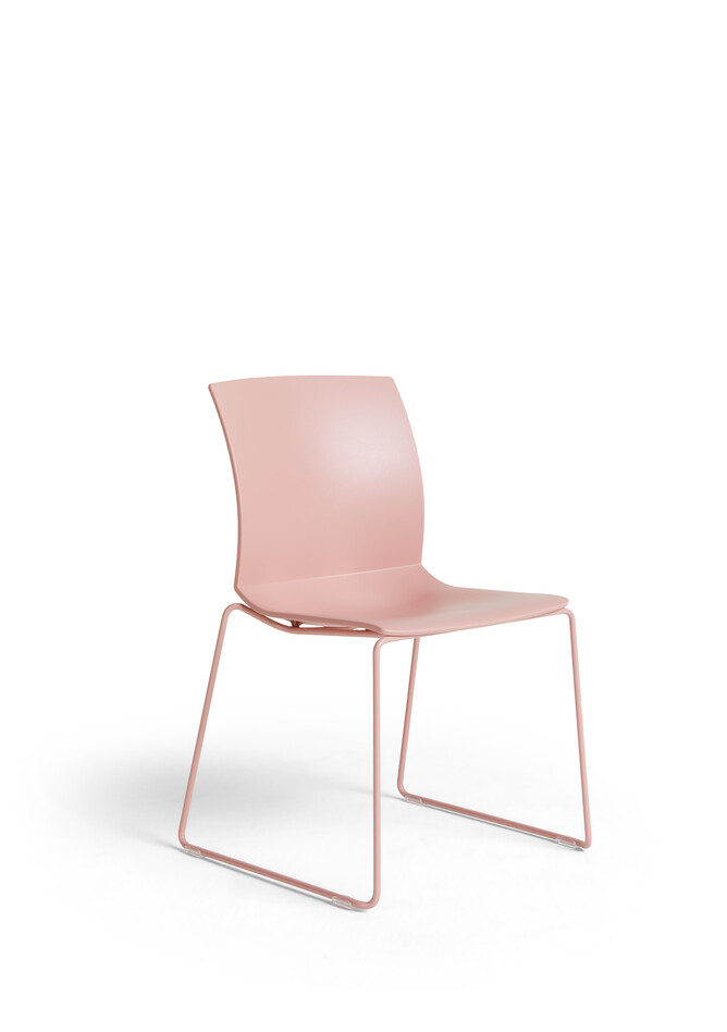 Well Ahrend Well wireframe chair in pink with pink shell front left view