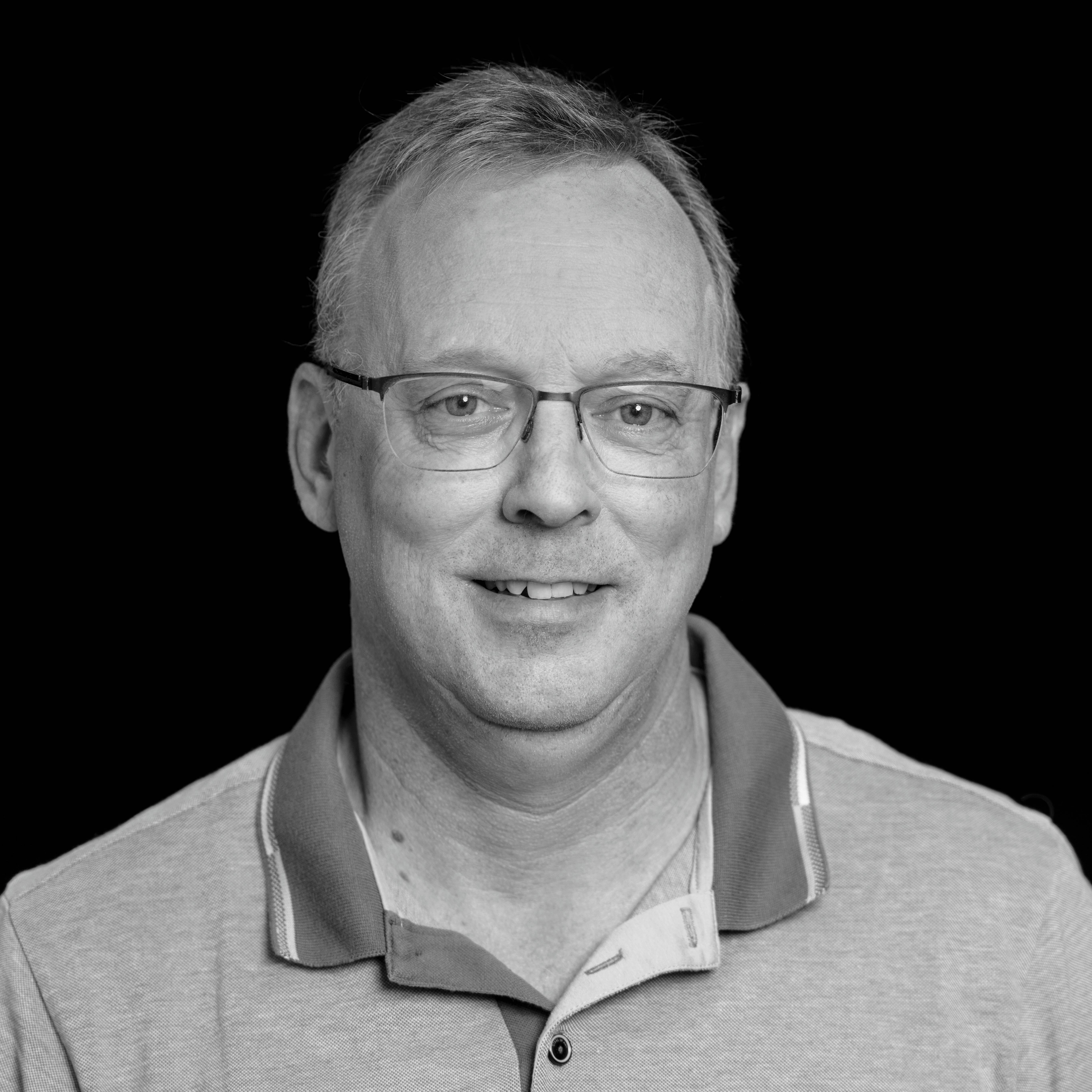 Black and white portrait of Rene Verhaar