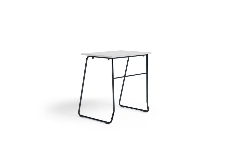Gispen EDUU Seminar educational table with black frame and white tabletop right rear view