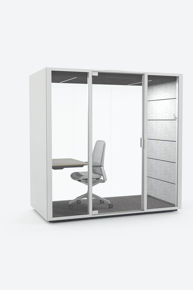 Ahrend Qabin Chat space in space on grey background front left view