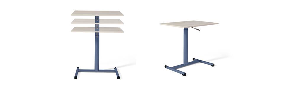 Gispen EDUU Move table in blue front and front left view