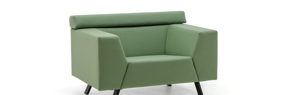 Gispen Sett high armchair in divina 856 green front left view