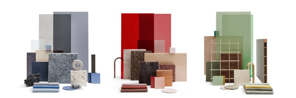 Gispen moodboards of sustaianable materials