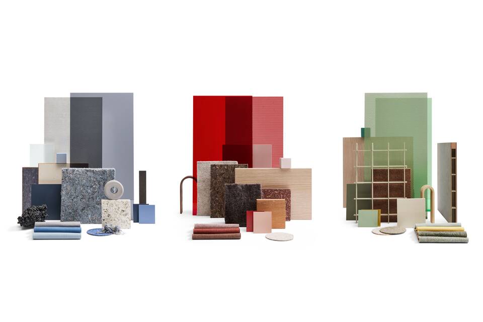 Gispen moodboards of sustaianable materials